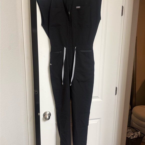 Figs Pants - Figs Black Women's Jumpsuit with Gray Accents